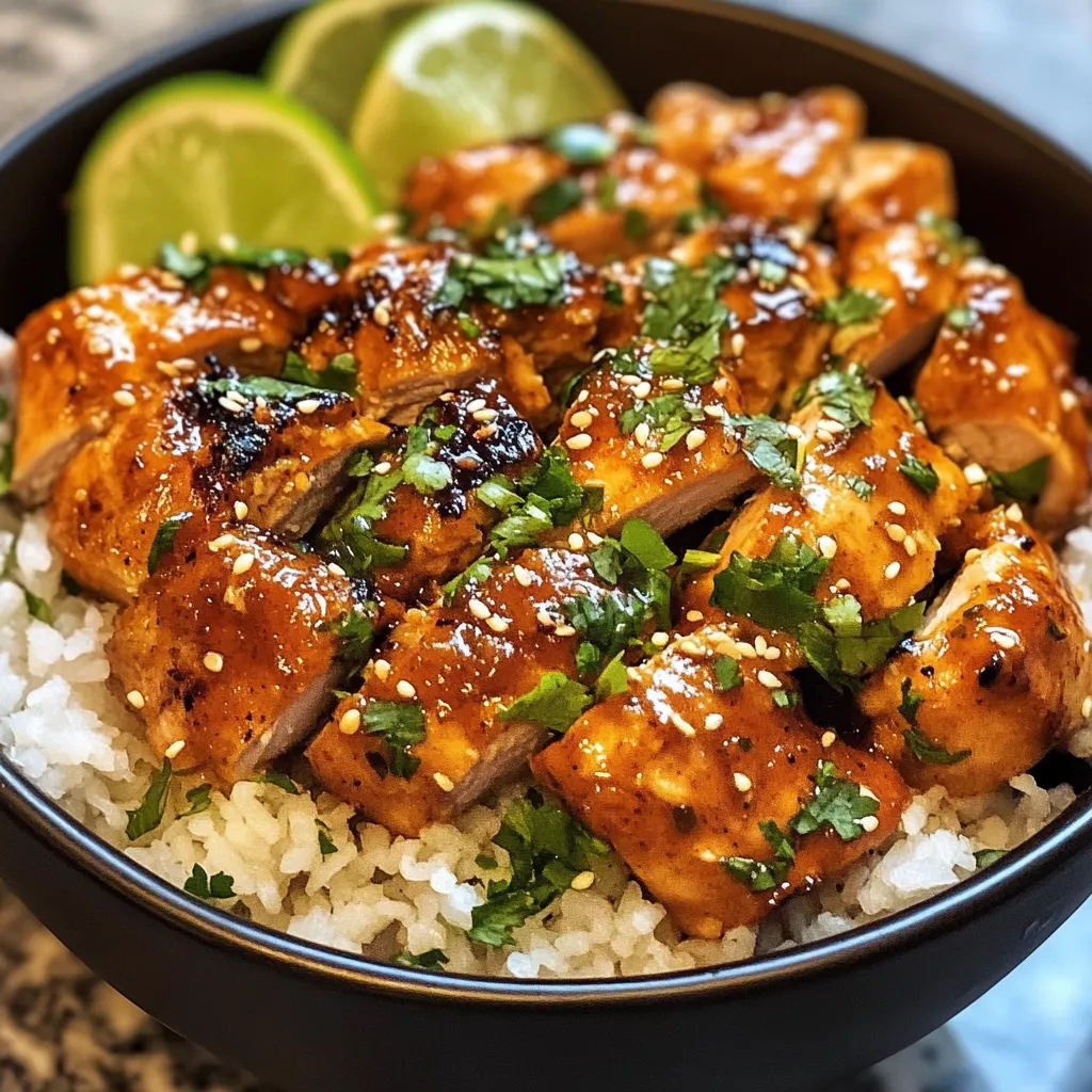 Sweet Chili Chicken Bowl with Coconut Lime Rice and Fresh Vegetables